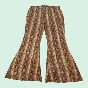 Forever 21+ Brown Snakeskin Print Flare Leggings
